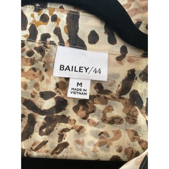 Baily 44 Cheetah Print Sheer Button Up Blouse Career Glam Size Medium - Picture 2 of 8